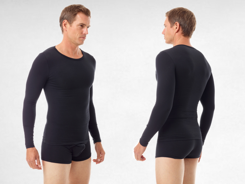 Underworks Men Cotton Spandex Crew Neck Long Sleeves Compression Shirt 597