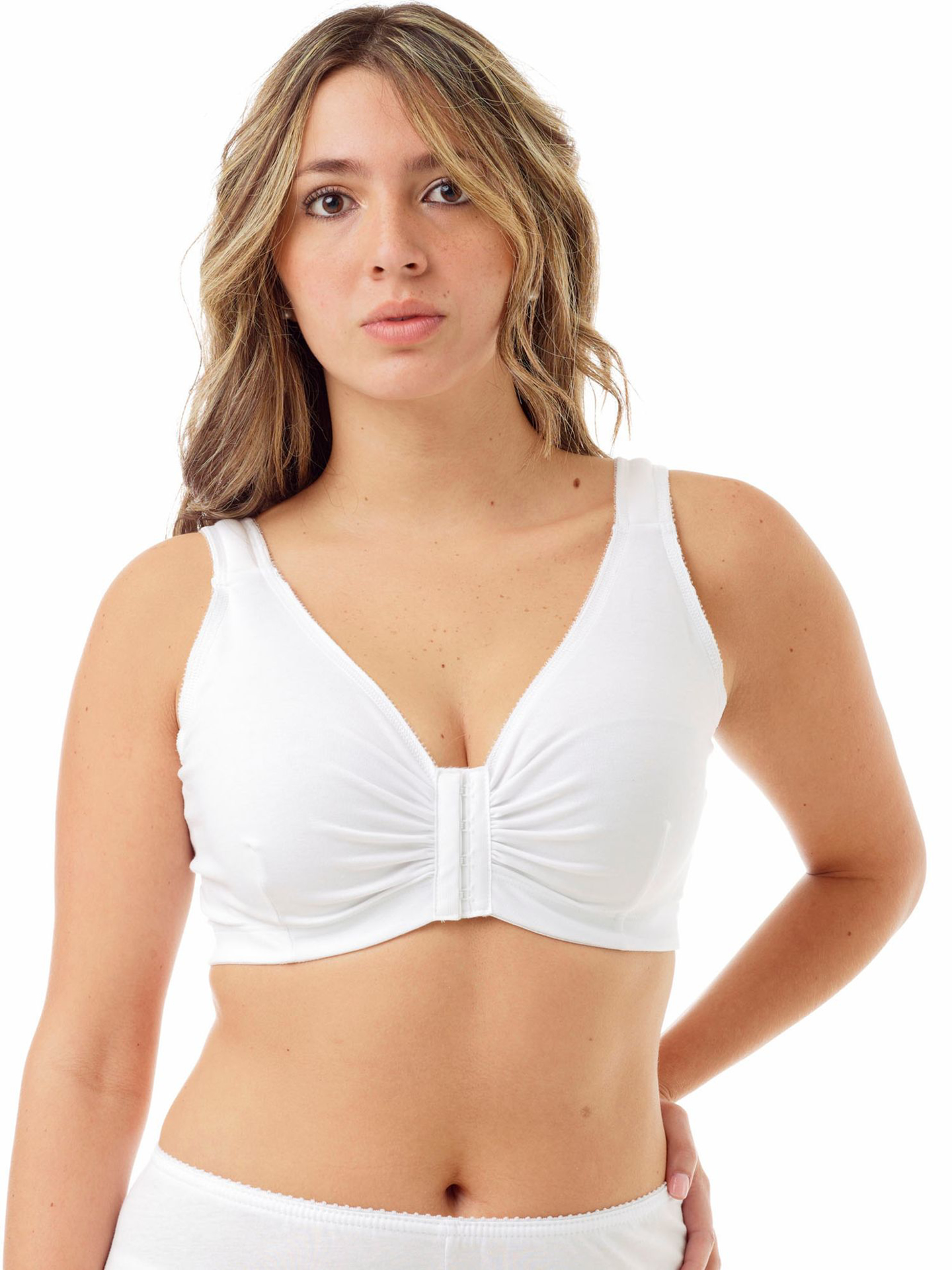 Women Post Surgery Front Fastening Sports Bra With Wide Back Support-white  Best Gift