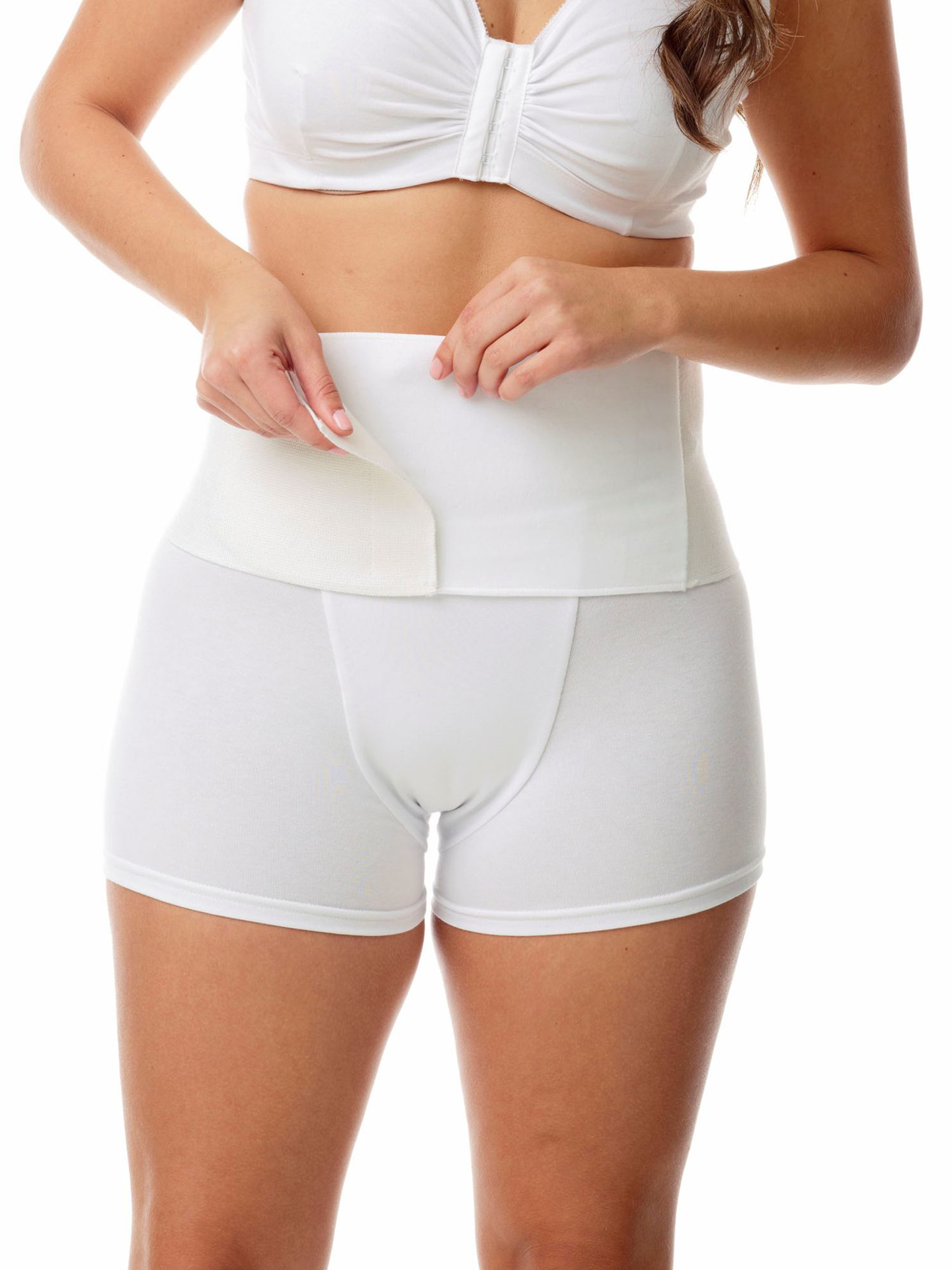 Underworks Post Delivery Abdominal Binder 6-inch with Velcro Closure -  White - S