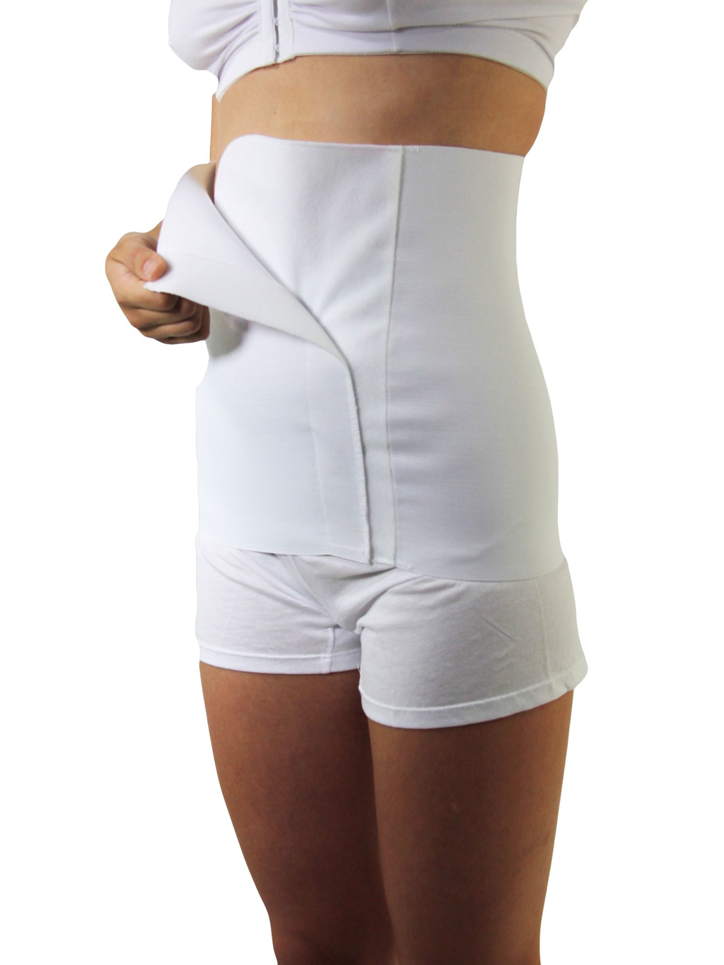 Underworks Post Delivery Abdominal Binder 12-inch with Velcro Closure -  White - XS