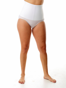 High Waist Compression Girdle Below Knee - Contact Closure with Zipper,  White (#2070)