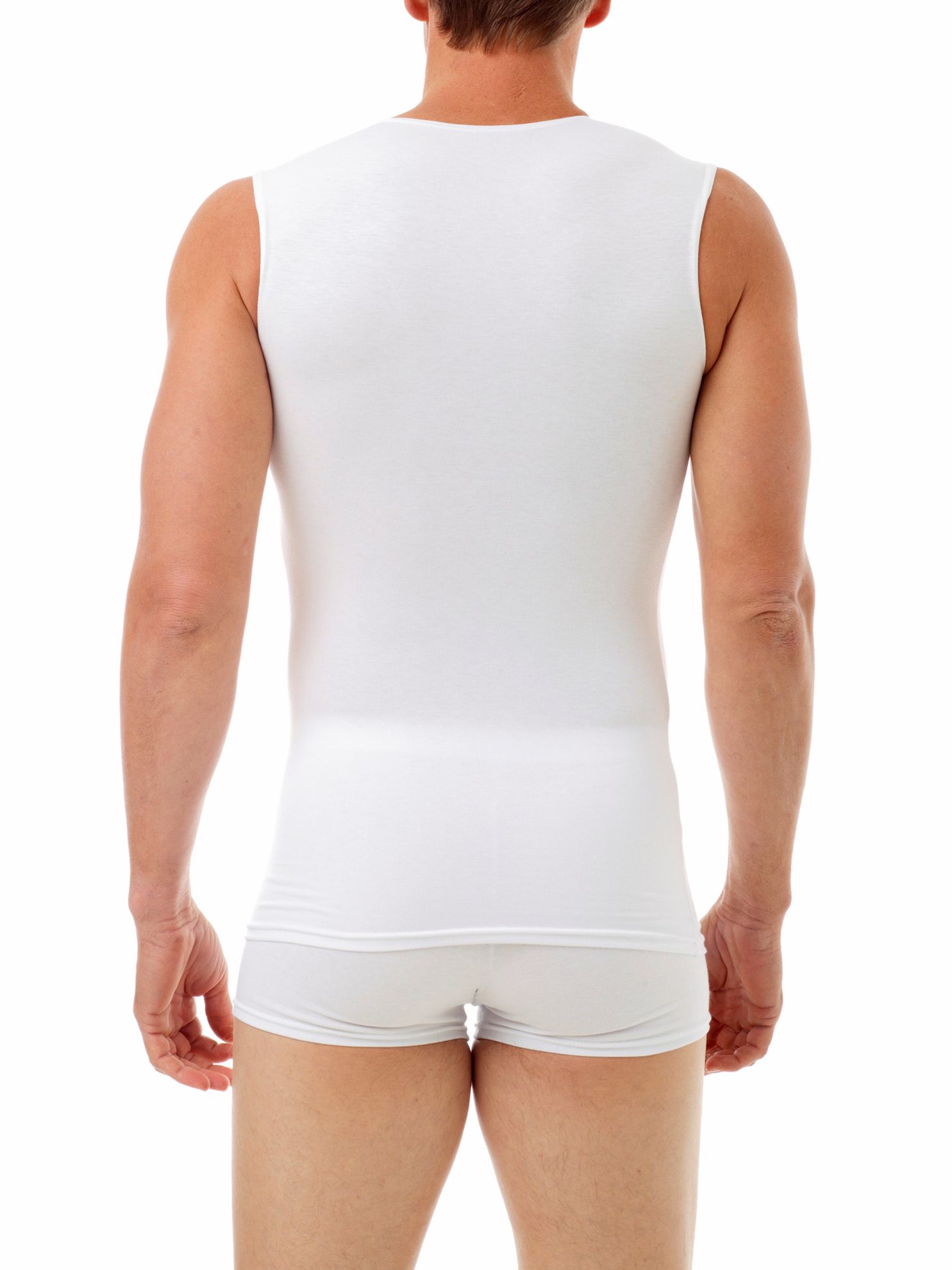 Underworks Womens Ultra Light Cotton Spandex Compression Tank - White - XS