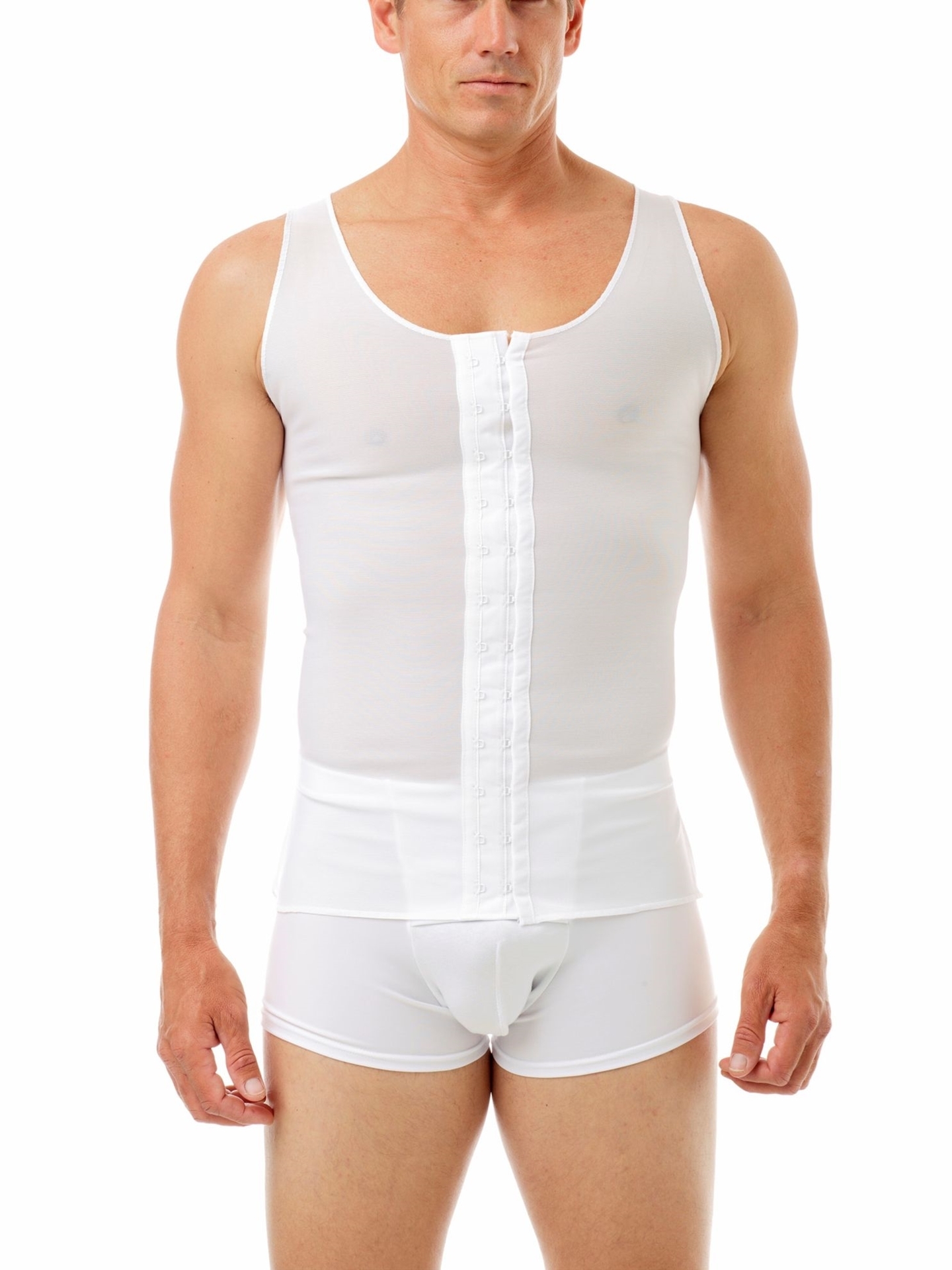 Underworks Mens Compression Post Surgical Vest - White - XS