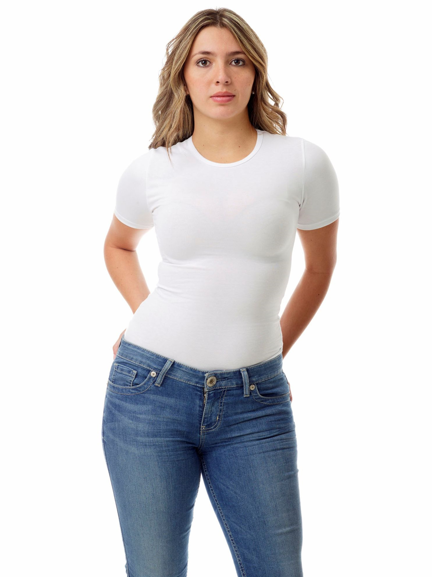 Women's Ultra Light Cotton Spandex Compression Crew Neck T-shirt