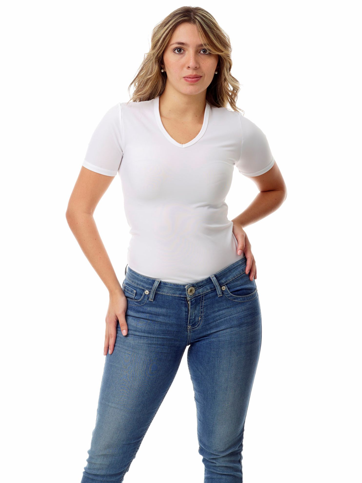 Women's Microfiber V-Neck T-shirt. Men Compression Shirts, Girdles ...