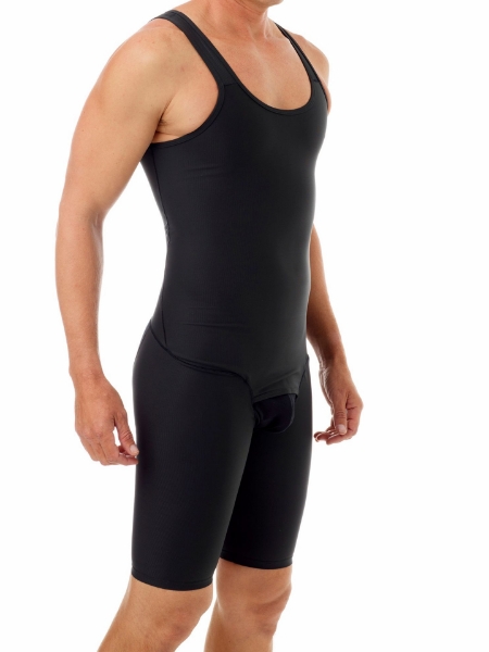 Mens Compression Bodysuit Shaper Girdle For Gynecomastia Belly Fat And Thighs No Rear Zipper