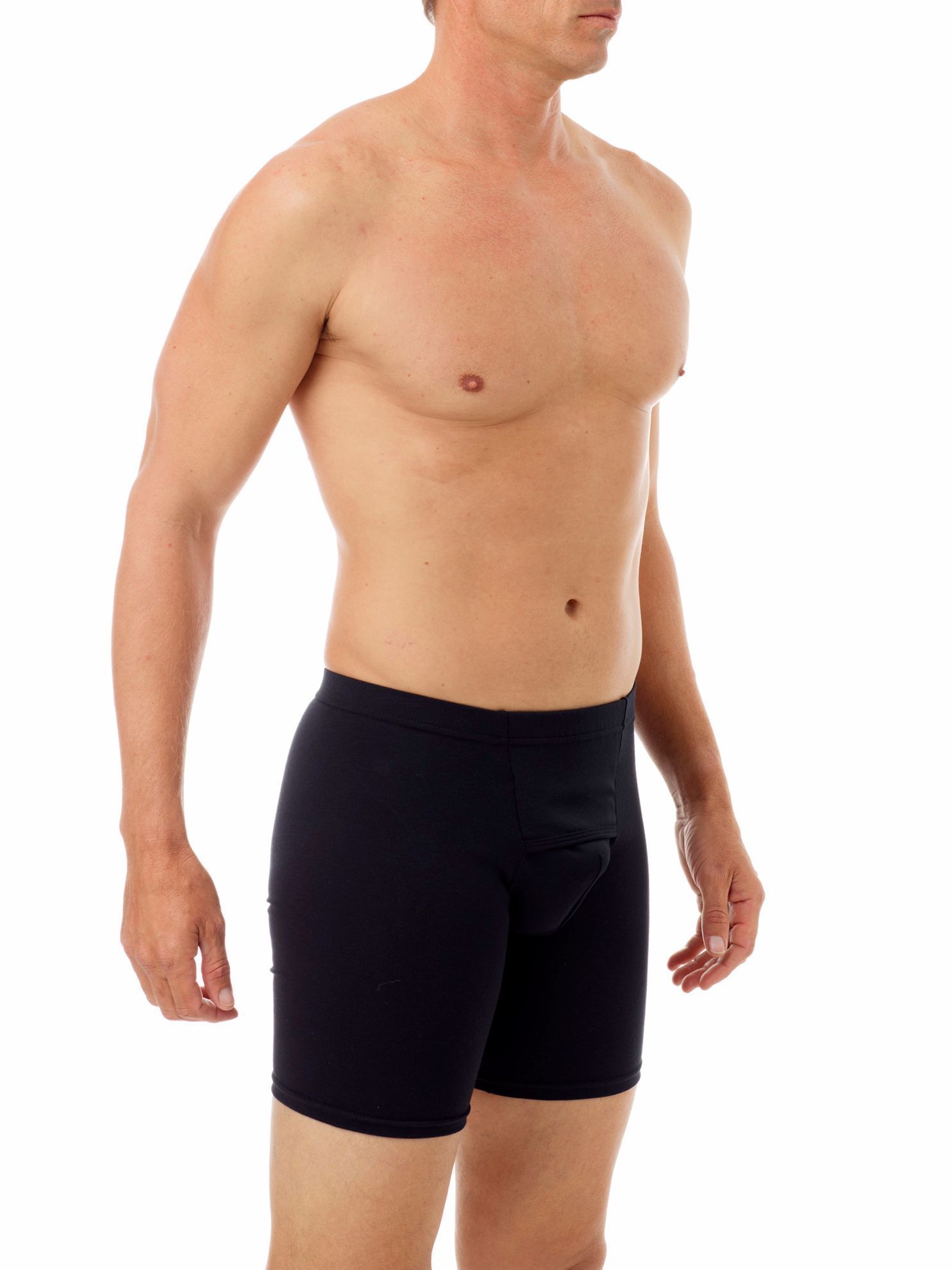 Seamless Square Cut Underwear Gym Shorts in Black Heavy-Cotton-Lycra