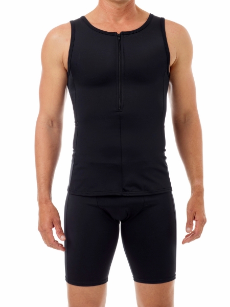 Sleeveless Swim Top Men Compression Shirts Girdles Chest Binders