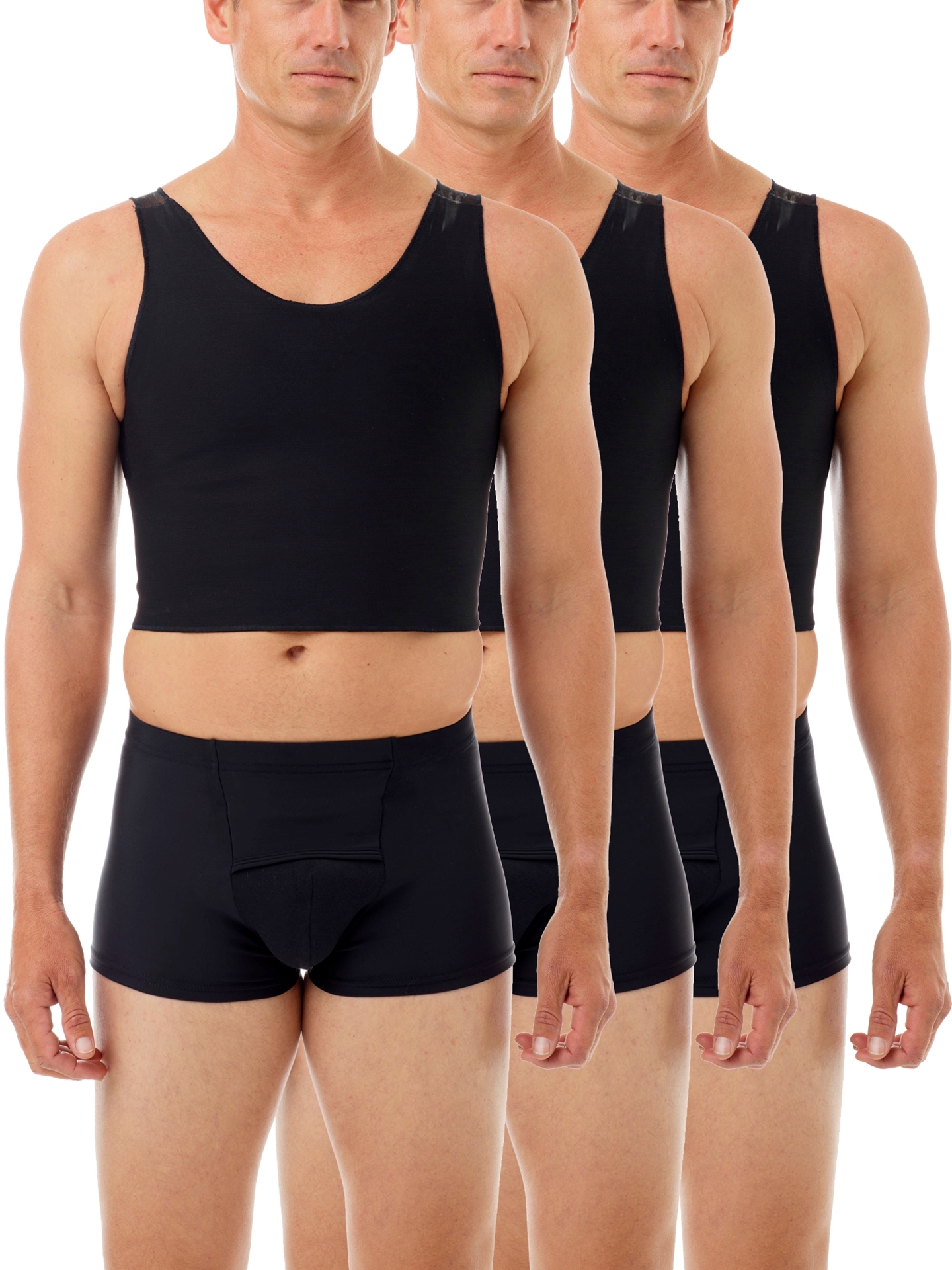 Ultimate Chest Binder Tank 3-Pack - Best mens extreme compression Shirt.  Men Compression Shirts, Girdles, Chest Binders, Hernia Garments