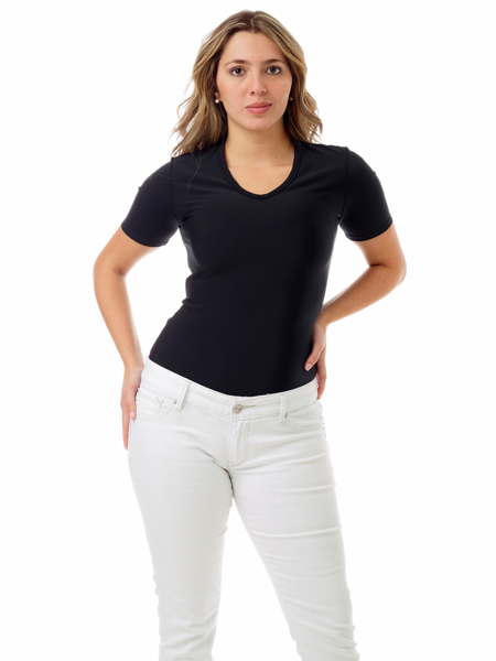 Women's Microfiber V-Neck T-shirt. Men Compression Shirts, Girdles ...