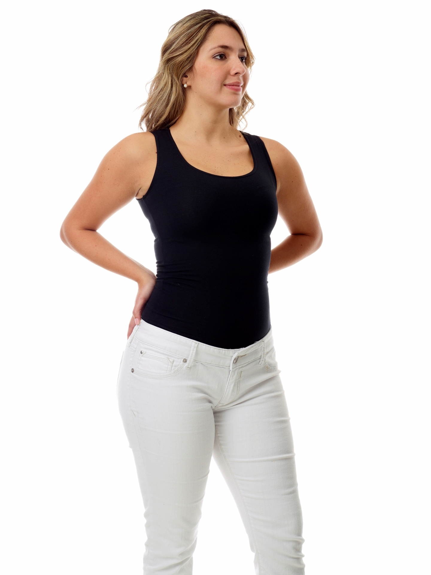 Underworks Womens Ultra Light Cotton Spandex Compression Tank - Black - XS