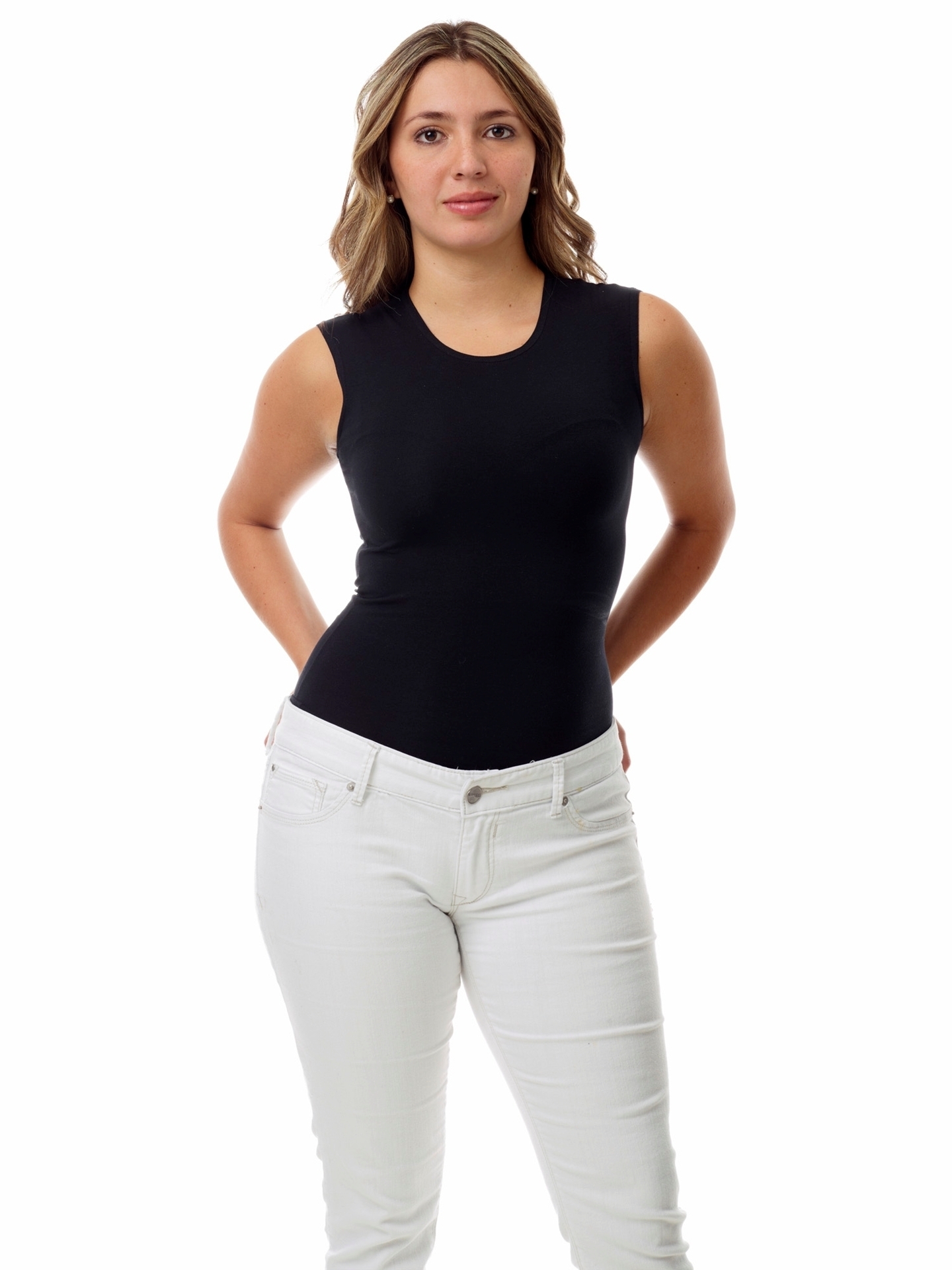 Underworks Cotton Spandex Ultra Light Compression Muscle Shirt - Black - XS