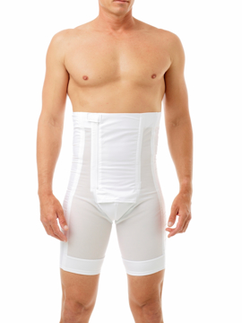 Male Mid-Thigh Compression Bodysuit w/Sleeves & Zipper (MG07)