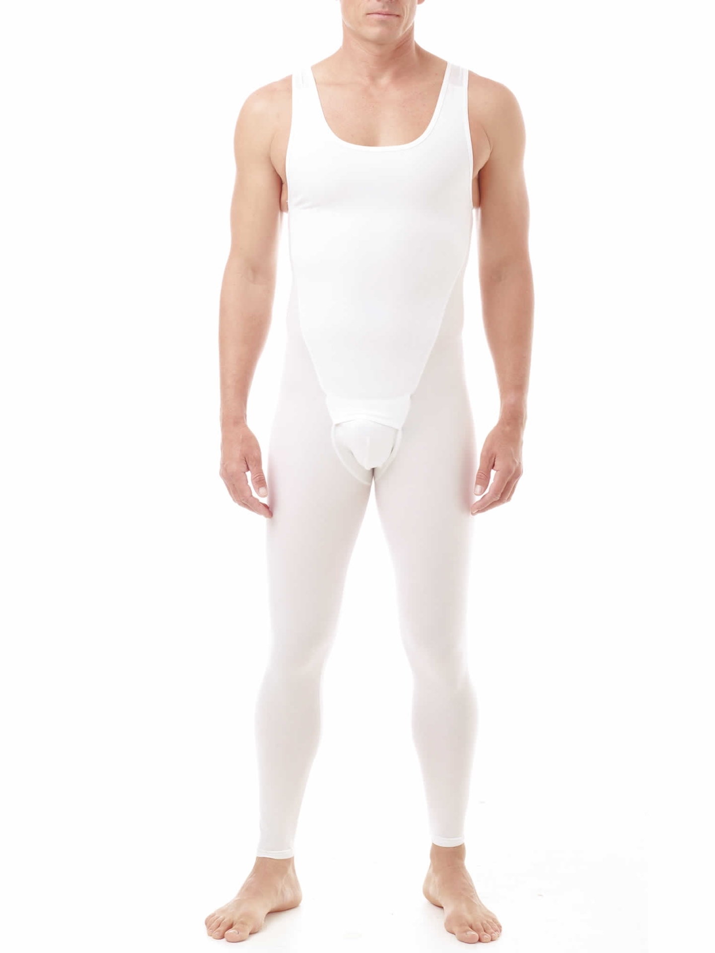 Underworks Mens Compression Bodysuit Girdle - White - S