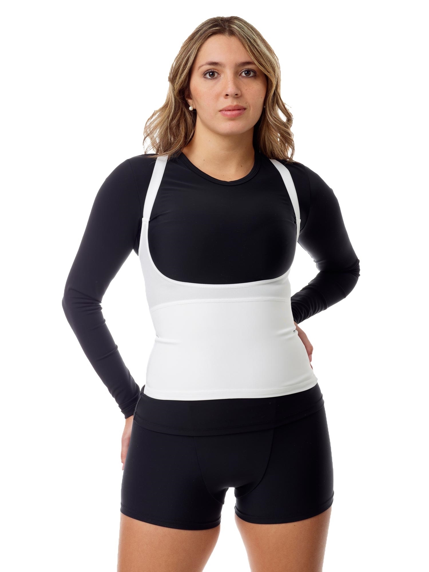 Women's White Shapewear Tank Top With Padded Chest & Waist Cincher