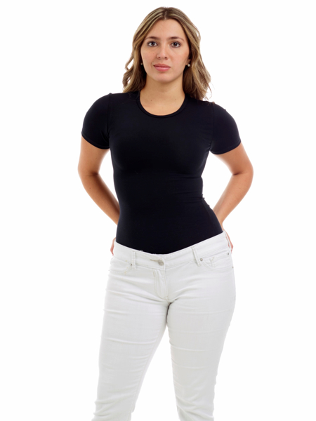 Women's Ultra Light Cotton Spandex Compression Crew Neck T-shirt. Men ...