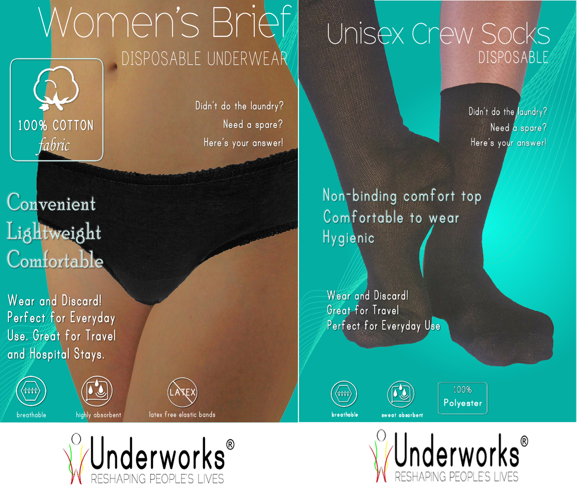 Women Disposable Underwear, Breathable Pure Cotton Disposable